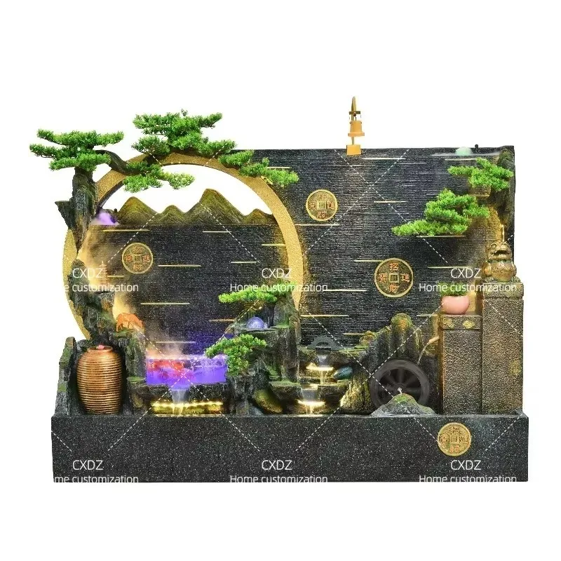 Rockery Fountain for Living Room Office Store Hotel Villa Courtyard Water Feature Water Curtain Wall Flowing Water