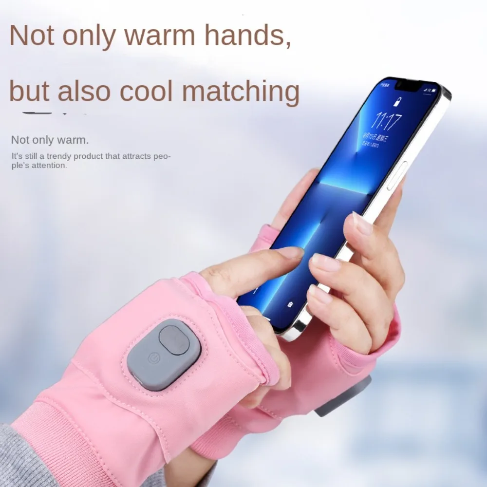 Gift Rechargeable Heating Gloves 3 Speed Adjustable Warm Electric Gloves Hand Warmer Fingerless Work Gloves