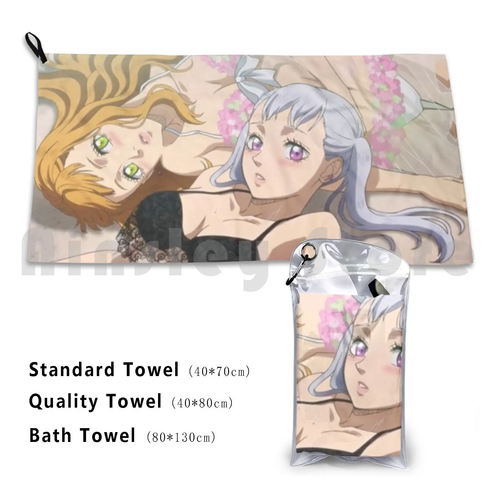 Noelle And Mimosa Bikini Bath Towel Beach Cushion Japanese Anime Manga Grimoire Asta Yuno Ecchi