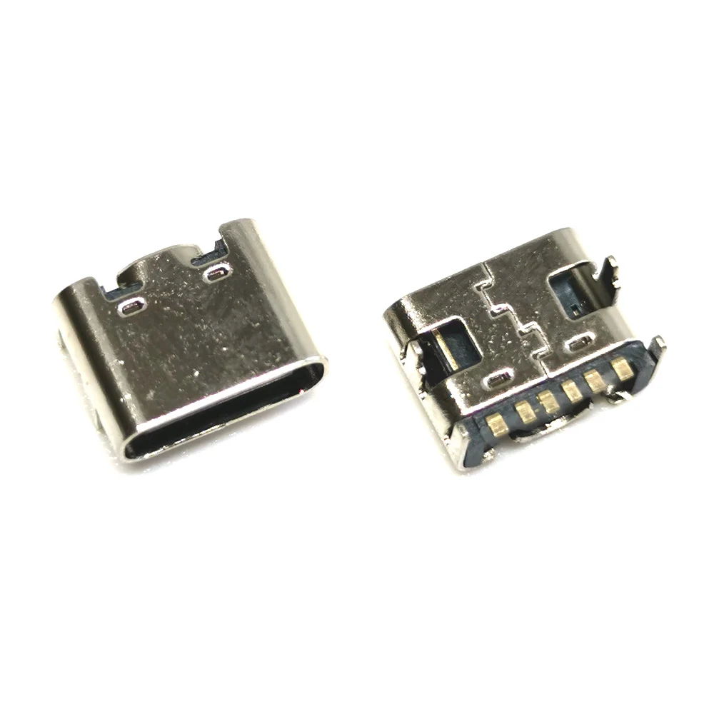 6 Pin SMT Socket Connector Micro USB Type C 3.1 Female Placement SMD DIP For PCB Design DIY High Current Charging