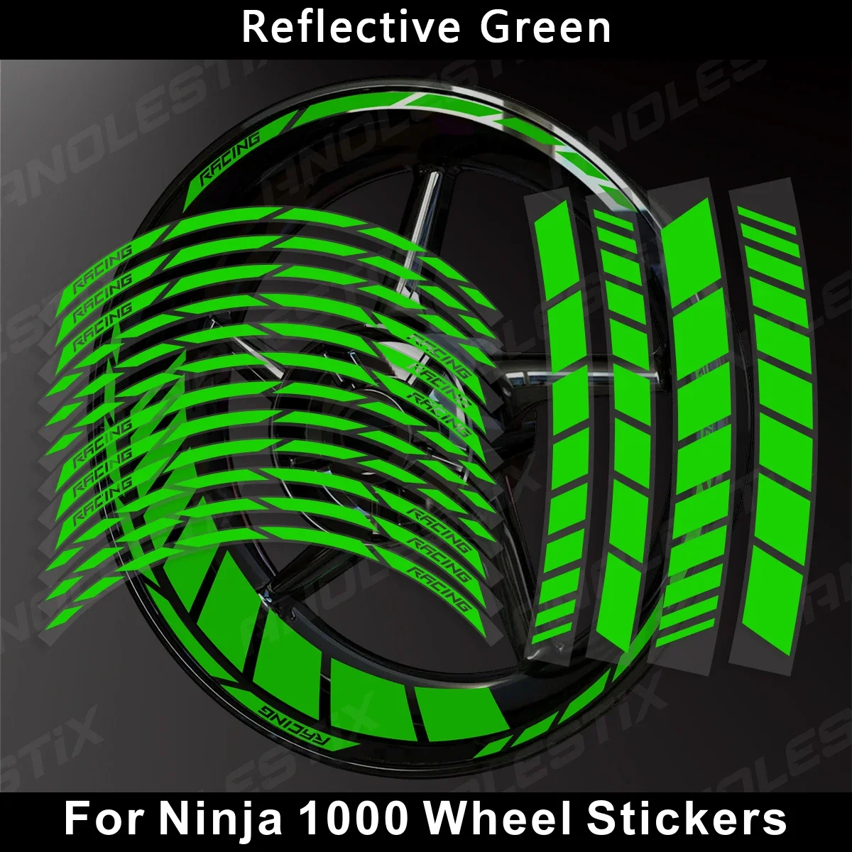 AnoleStix Reflective Motorcycle Wheel Sticker Hub Decal Rim Stripe Tape For Kawasaki Ninja 1000