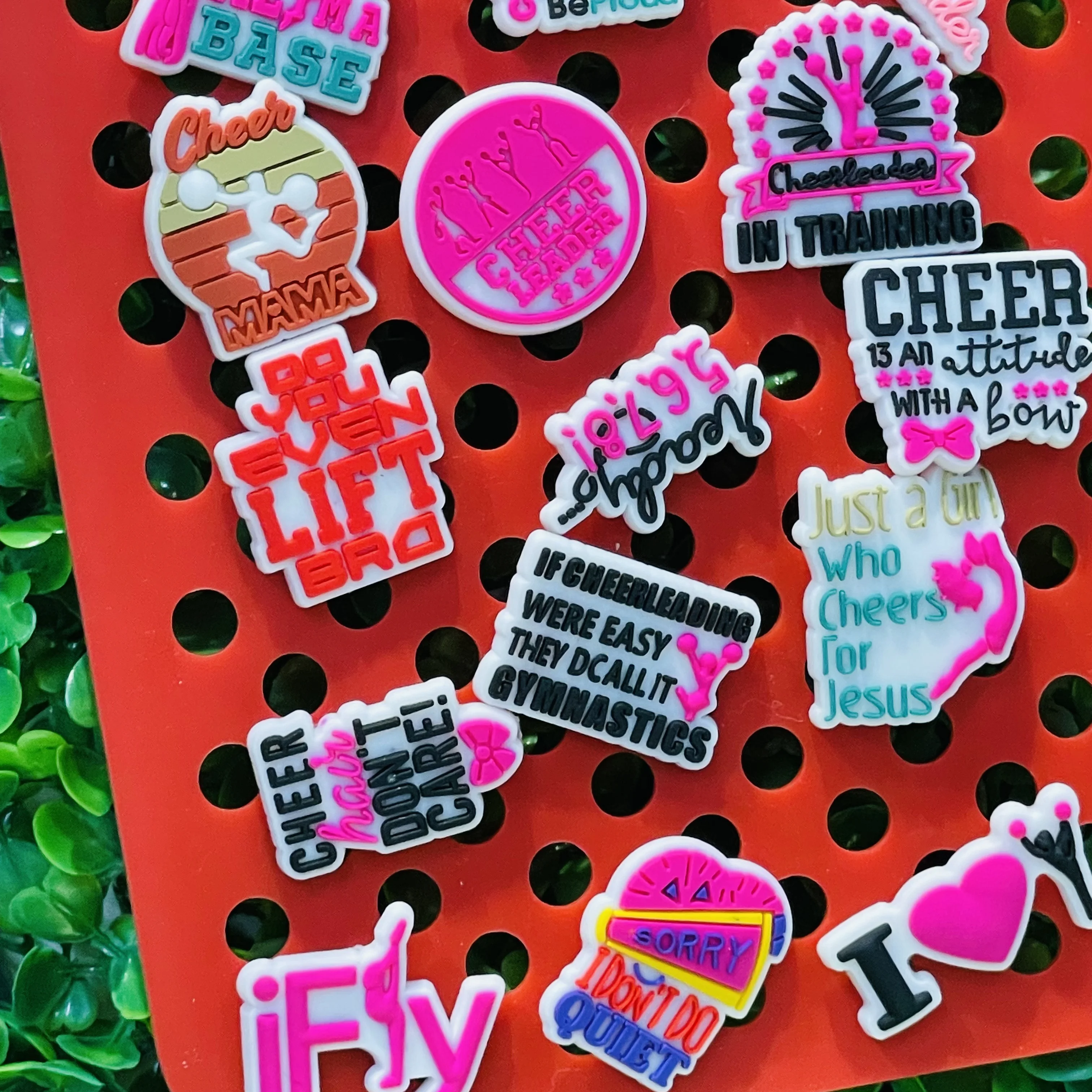 New Arrival 1pcs PVC Shoe Charms Cheerleader Love Cheer Fly Buckle Clog Garden Shoes Button Decorations Kid Holiday Present