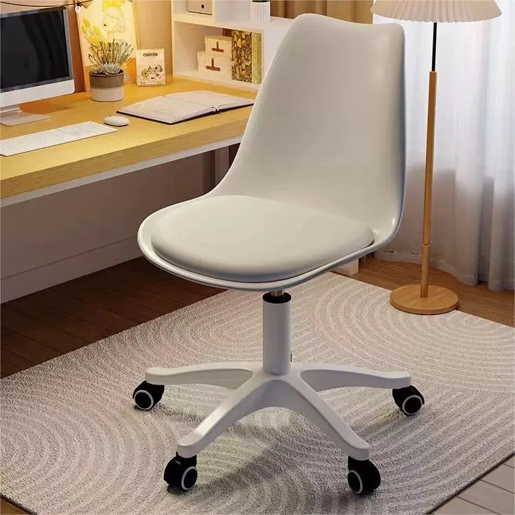 //Office Chair Adjustable Headrest Black White Leather Chrome Base Steel Swivel Chair For Dining