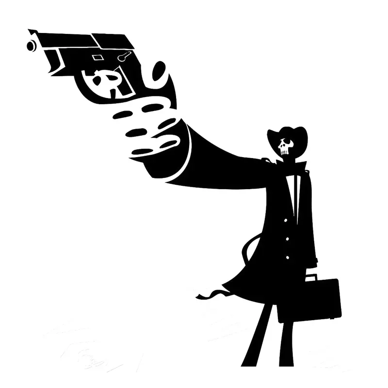 

Автомобильная наклейка Killer Killer Mafia Assassin and Gun ПВХ, аксессуар для украшения автомобиля, креативная водонепроницаемая черная/белая, 16 см * 15 см