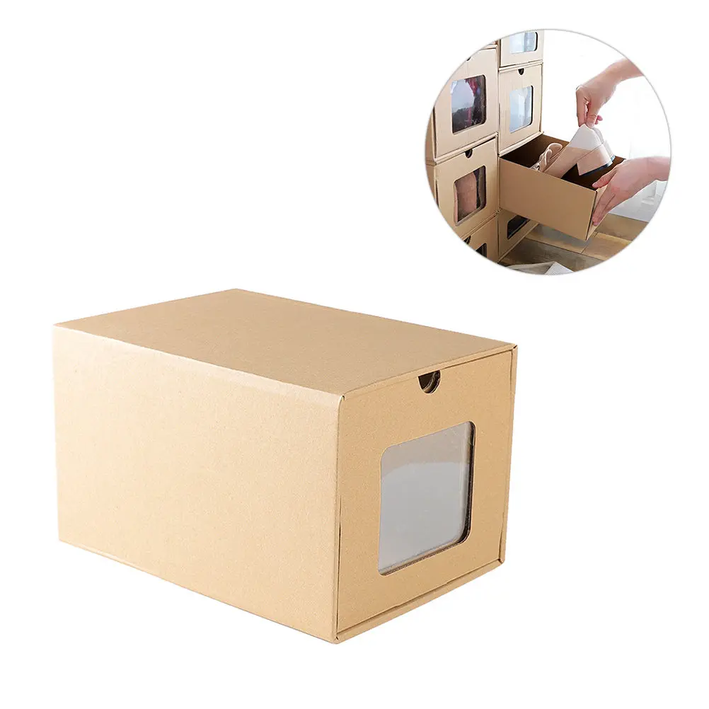 Drawer-Style Shoe Storage Box for Women’s High Heels – Thickened Kraft Paper, Stackable Pull-Out Design