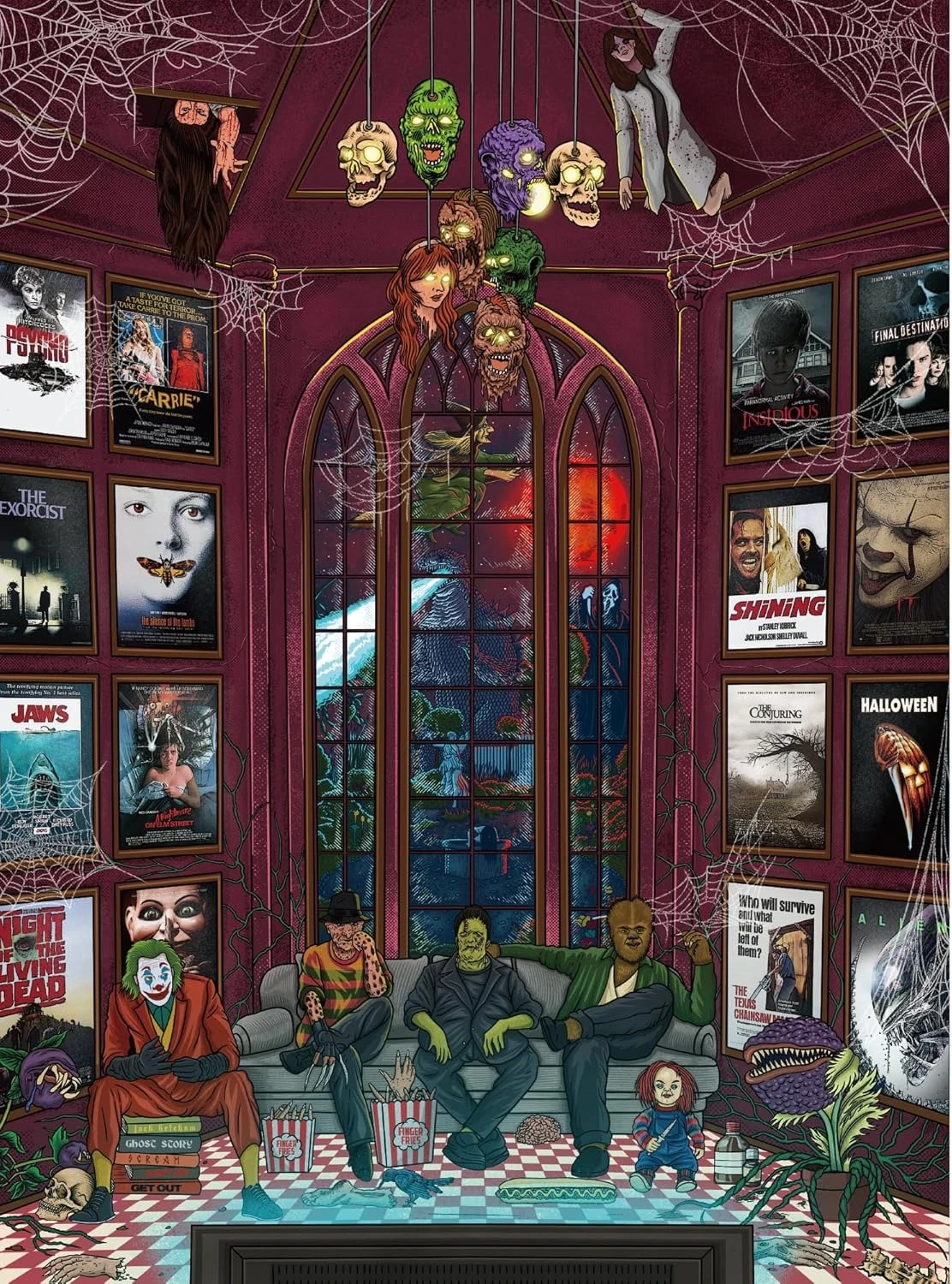 

1000/500/300/120 Pieces Horror Night Jigsaw Puzzles for Adults Home Decor Games Landscape Puzzles Educational Toy Halloween Gift