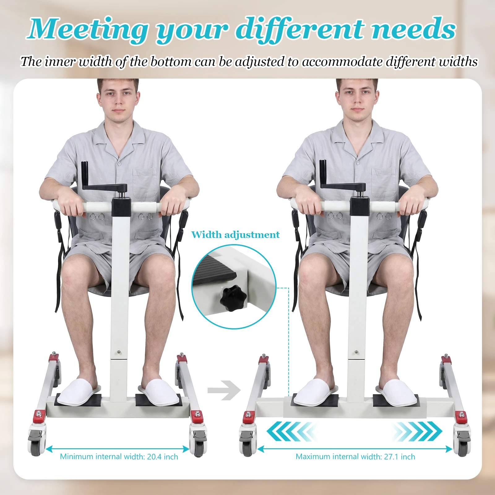 

Кресло-каталка для перемещения пациентов с регулировкой высоты и ширины, прикроватный туалетный стул на колесах для пожилых/инвалидов