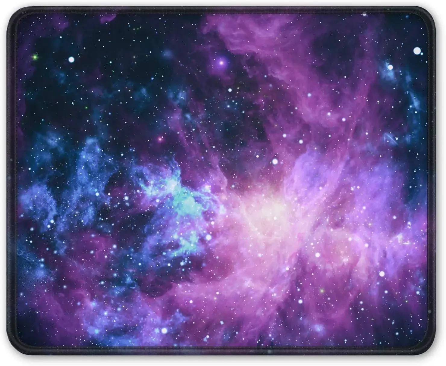 Square Outer Space Galaxy and Stars Design Mouse Pad Non-Slip Rubber Small Mousepads with Durable Stitched Edge for Office Home