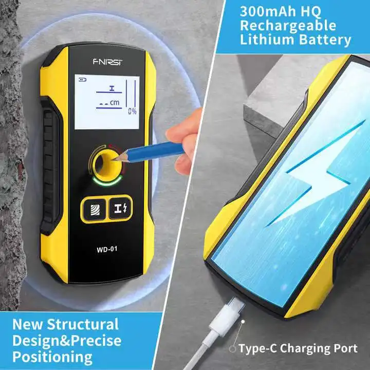 Detector de Metal Wall Inside Scanner Wood Stud Detect Decoração Ferramentas Precisas Safe Drill Hole ac Wires Finder Wd01 Sh201