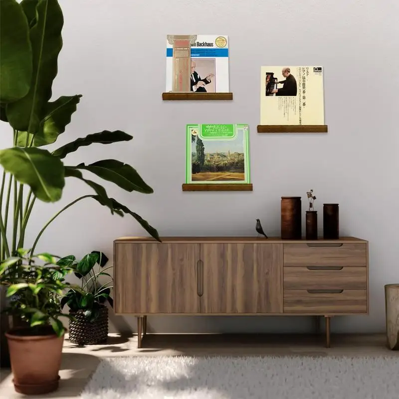 Wooden Wall Record Holder Wood Vinyl Record Shelf Wall Mount Record Storage Racks Small Wall Vinyl Record Holder Display Shelf