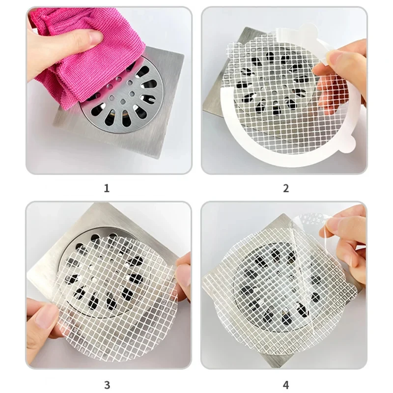 10-30pcs Round Disposable Floor Drain Sticker Shower Bathroom Bathing Shower Hair Stoppers Filter Net Home Supply Cleaning Tools view 5