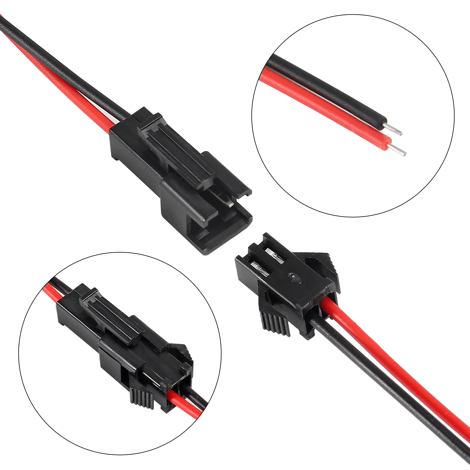 10Pairs 15cm JST SM 2Pins Plug Male to Female Wire Connector 20AWG Terminal Connector Cable for LED Light image 5