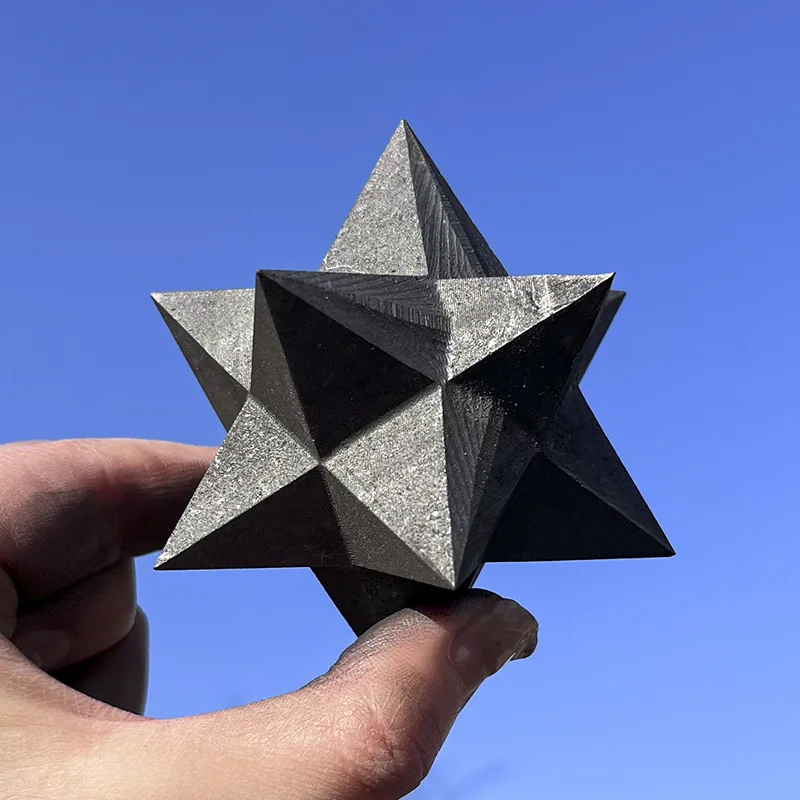 

Shungite Merkaba Star Hand Carved Healing Chakra Crystal Reiki Stone EMF Protection Sacred Geometry For Manifestation Meditation