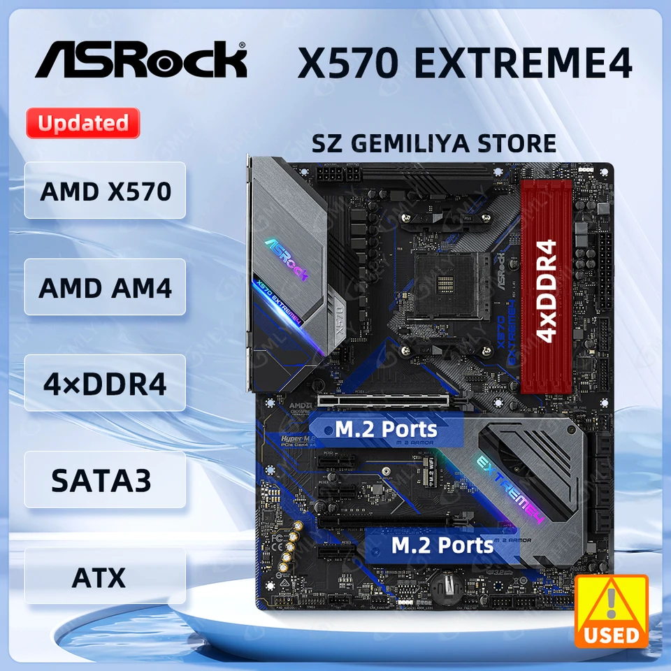 ASRock X570 Extreme4 Motherboard AM4 AMD X570 DDR4 128GB 2 xPCIe ASRock X570 Extreme4 Motherboard AM4 AMD X570 DDR4 128GB 2 xPCIe