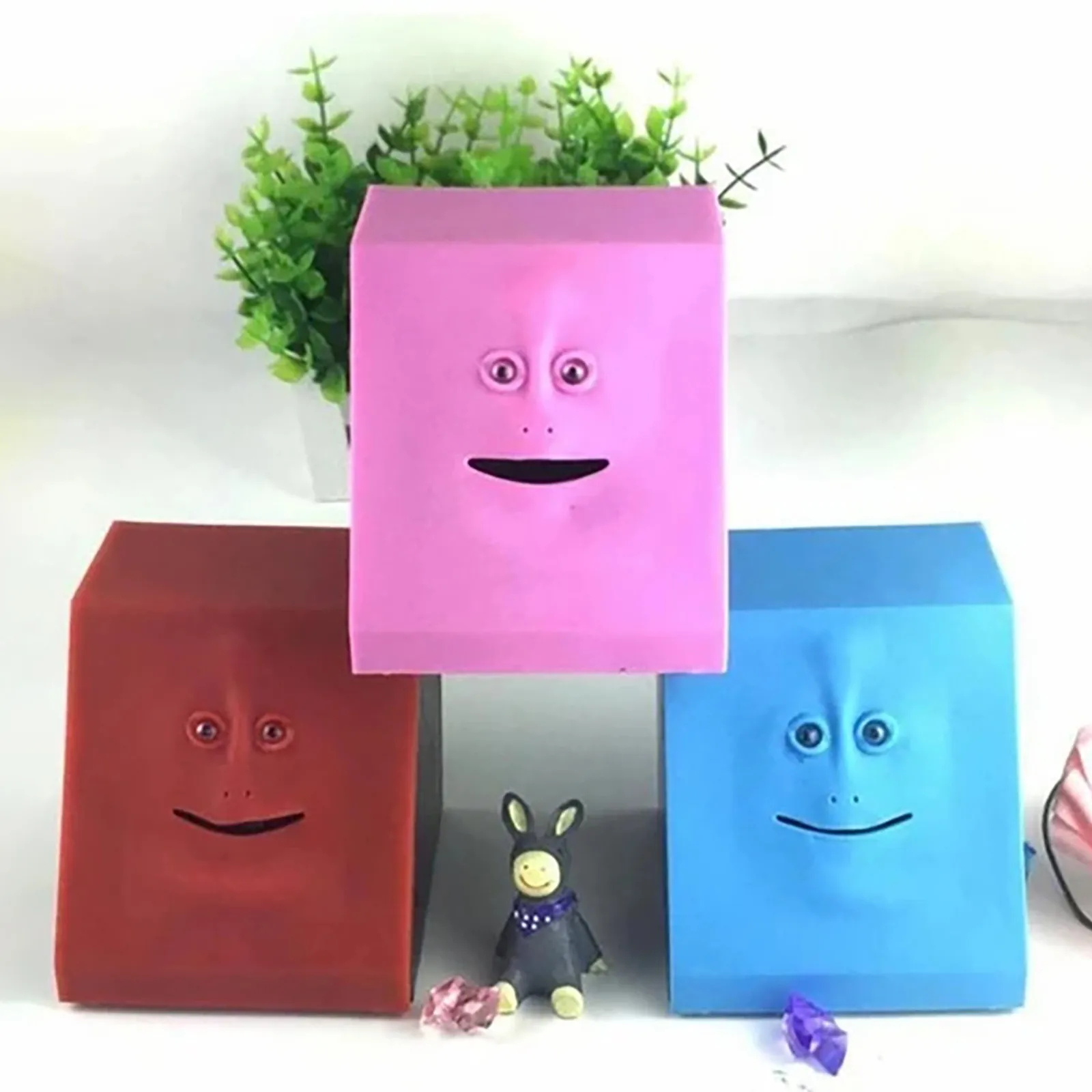 Creative Face Piggy Bank Eating Coin Money Box Children's Birthday Gift Toy Desk Accessories Graduation Memorial Christmas Gift