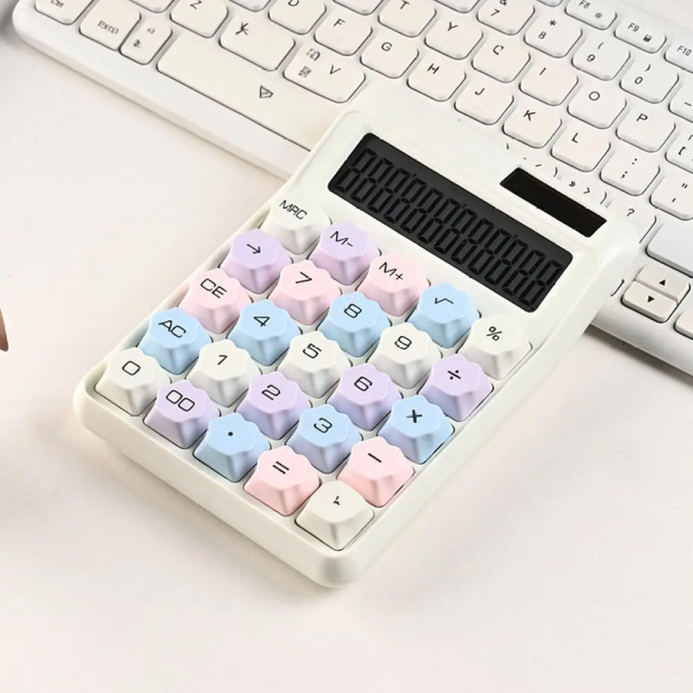 Colorful Mechanical Calculator Portable Office Stationery Desktop Accounting Supplies 12 Digit Display Daily Use