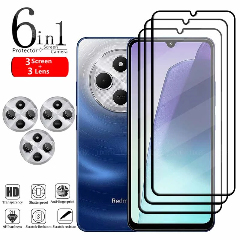 

6-in-1 For Redmi 14C Glass For Xiaomi Redmi 14C Tempered Glass Full Cover 9H HD Screen Protector For Redmi 14C 14 C Lens Glass