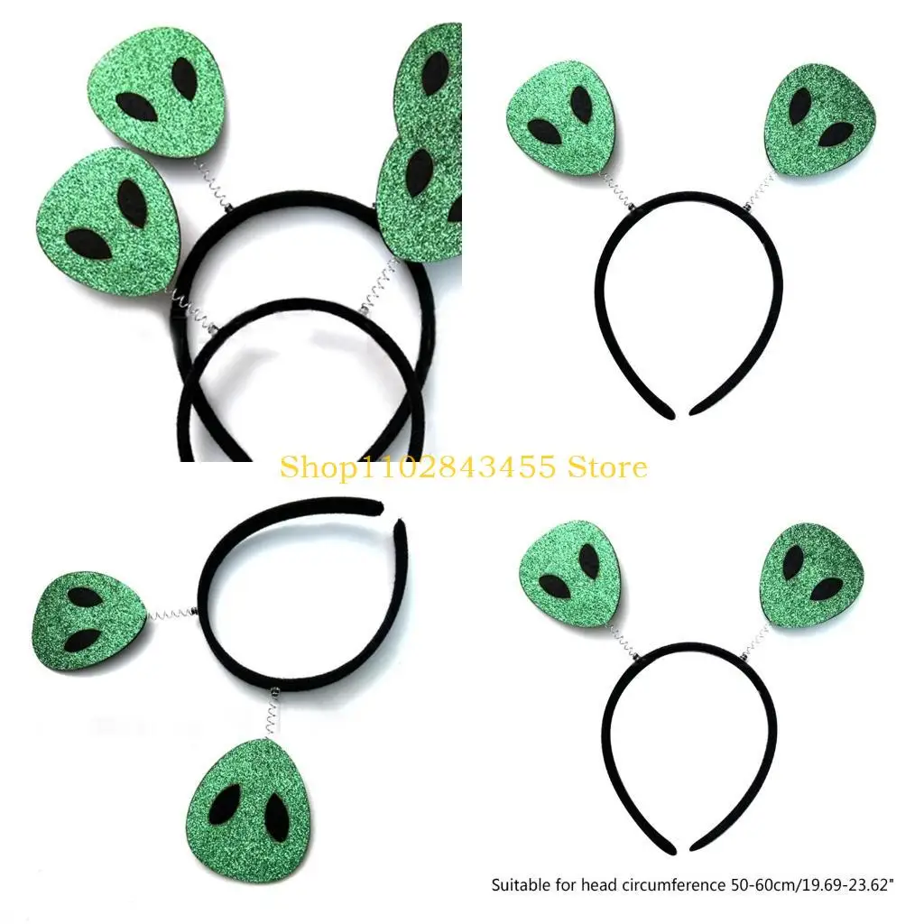 

49MC Серебряный прыгающий обруч с блестками в форме инопланетянина, обруч для волос на Хэллоуин, карнавал, головной убор, для