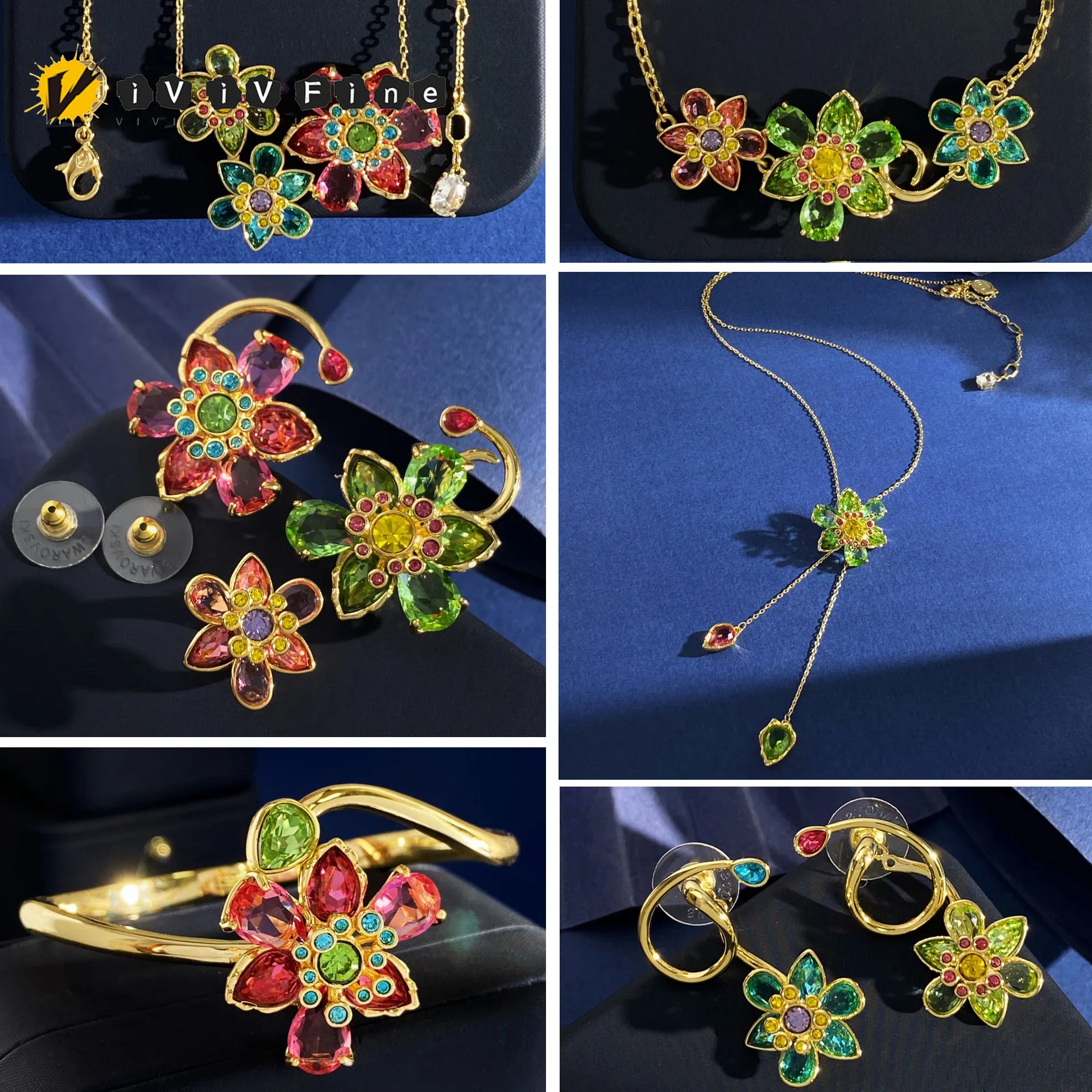 

Luxury Exquisite Flower Necklace Earrings Bracelet Adjustable Ring 2025 Original High-end Jewelry Set for Women Party Accessorie