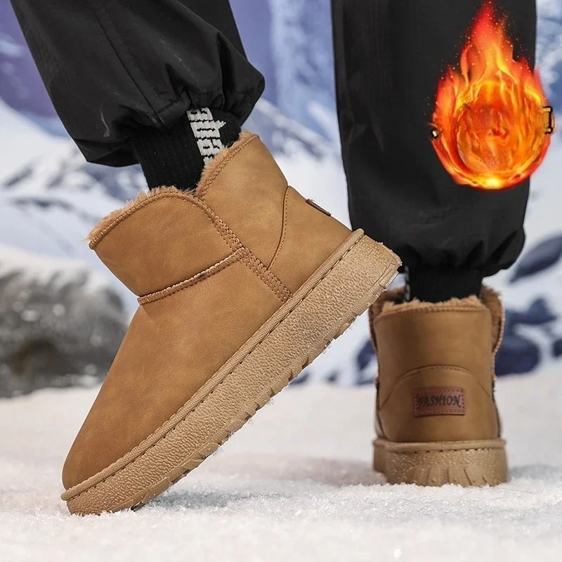 Botas de nieve para uso en exteriores, calzado cómodo para caminar, botas de invierno, botas de caña alta para hombre, botas de senderismo con plataforma, botas de mujer con forro de felpa para mantener los pies calientes.