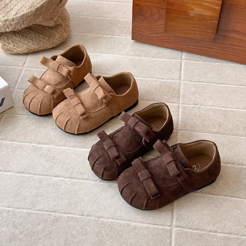 

Girls' Princess Shoes 2025 Autumn New Bow Bow Vintage Soft Sole Fashion Single Shoes Lightweight Comfort Non Slip Casual Shoes