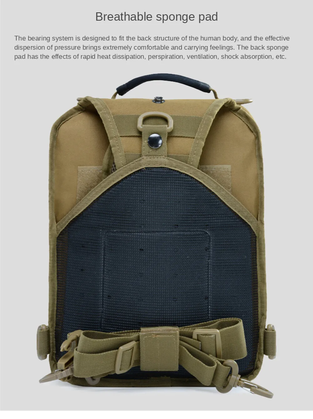 Men's Tactical Sling Shoulder Bag Molle Backpack Outdoor Hiking Travel Chest Pack Cross Body Sport Pouch Day Pack