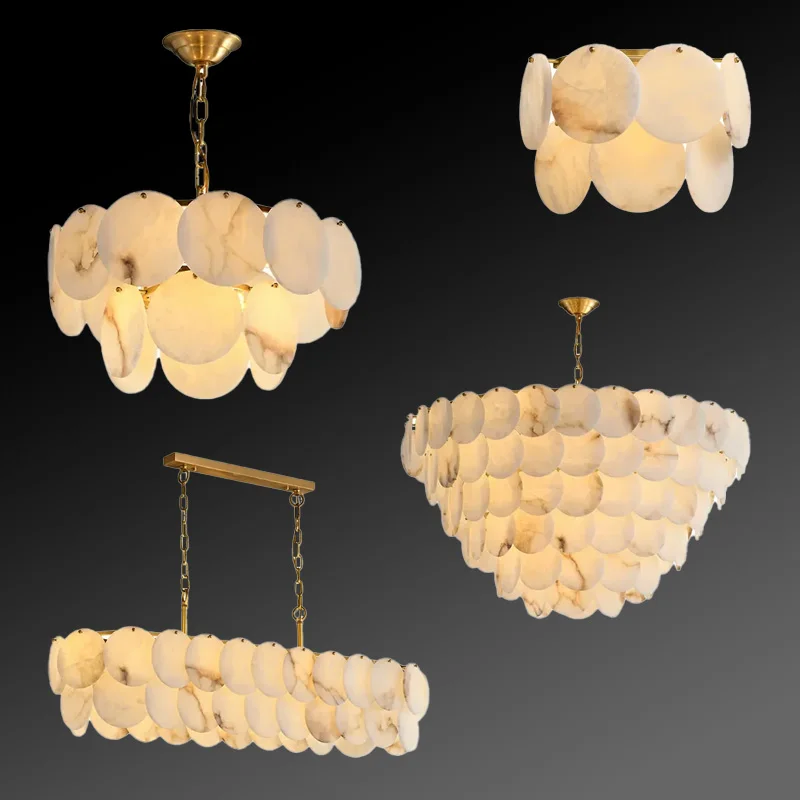 

Spanish marble chandelier, round pendant, E14 bulb, suitable for hotel, living room, and dining room decoration