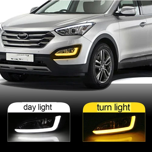 Para Hyundai Santa Fe IX45 2013 2014 2015 12V lámpara antiniebla DRL luz LED de circulación diurna bombillas led impermeables conjunto de faros de coche