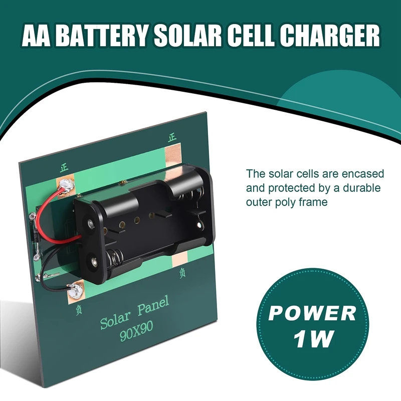 1W 4V Rechargeable AA Battery Solar Cell Charger With Base For 2Xaa Batteries Charging Directly