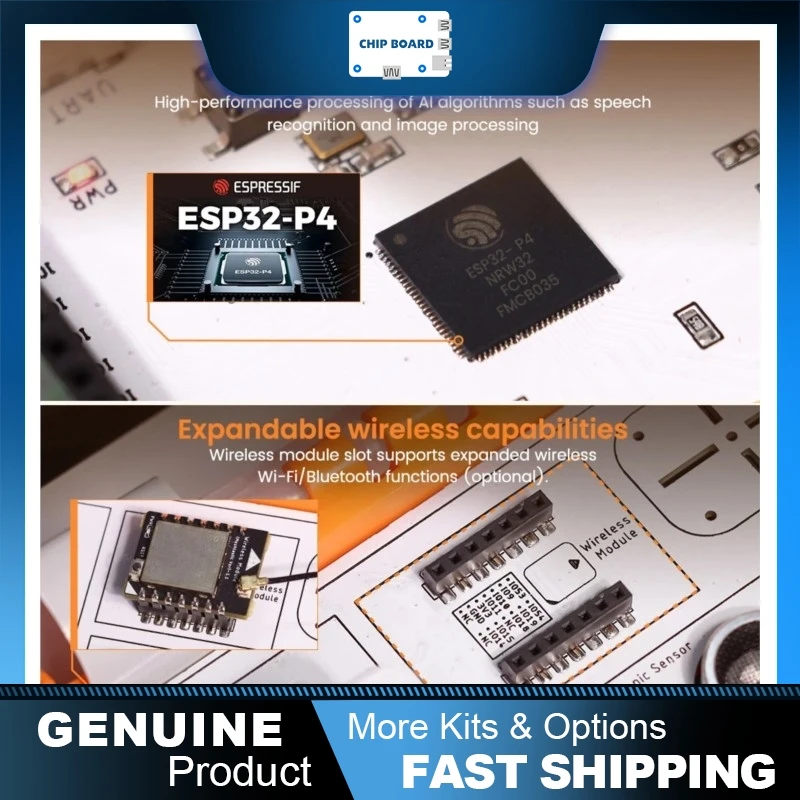ESP32-P4 Complete Starter Development Kit, Unified Mainboard Architecture with 16 Peripheral Modules and AI Learning Content