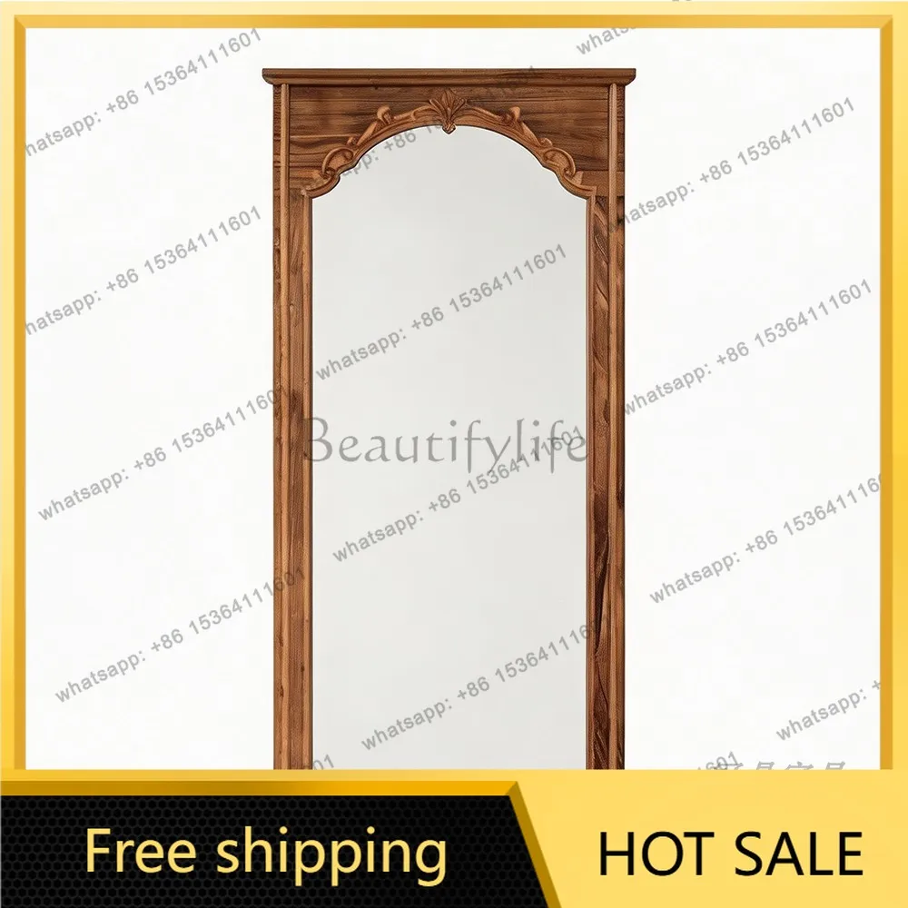 YJ French Retro Mid‑Century Full‑Length Mirror Wall Mounted Leaning Unit For Cloakroom Entryway Home Dressing Decor