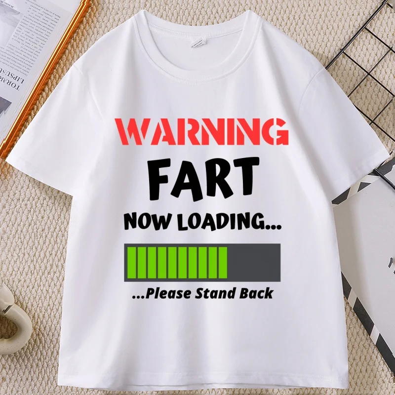 Funny Warning Fart Now Loading T Shirt Casual Round Neck Farter Graphic Tees Short Sleeve T-shirtClothing Tops