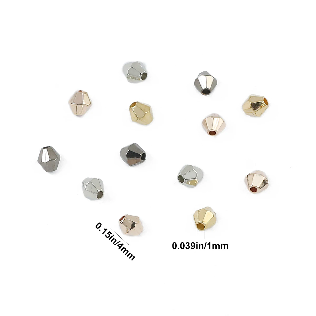 100-400pcs 4mm Bicone Gold Color Acrylic Beads Plated Silver Color Loose Beads for Jewelry Making DIY Bracelet Necklace Findings