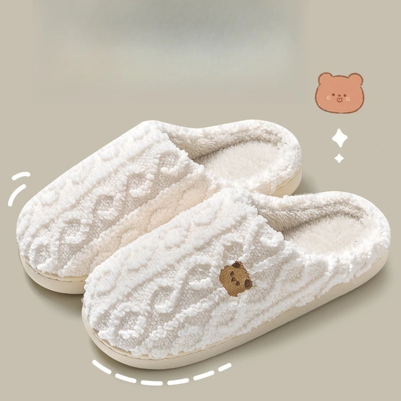 

Plush Womens Slippers Winter Womens Platform Shoes Comfortable Keep Warm Couple Cotton Slippers Indoor Home Non Slip Women Shoes