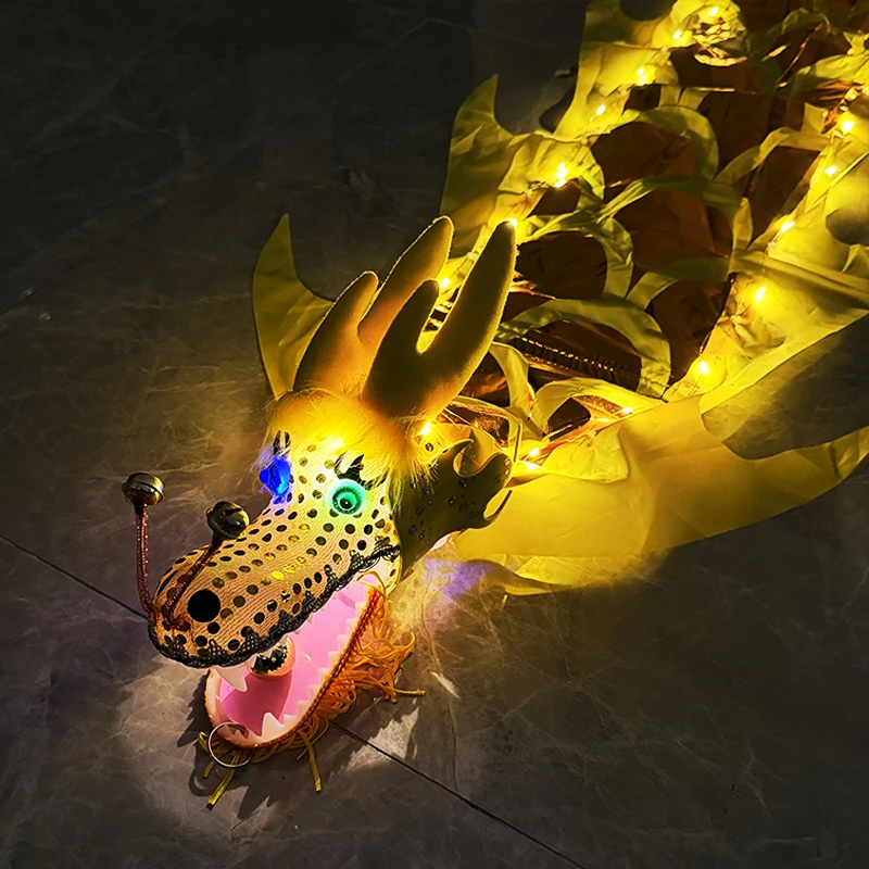 Halloween Rave LED Light Dragon Dance Ribbon Streamer With Dragon Head Glowing Dragon Ribbon  Outdoor Festival Performance Props