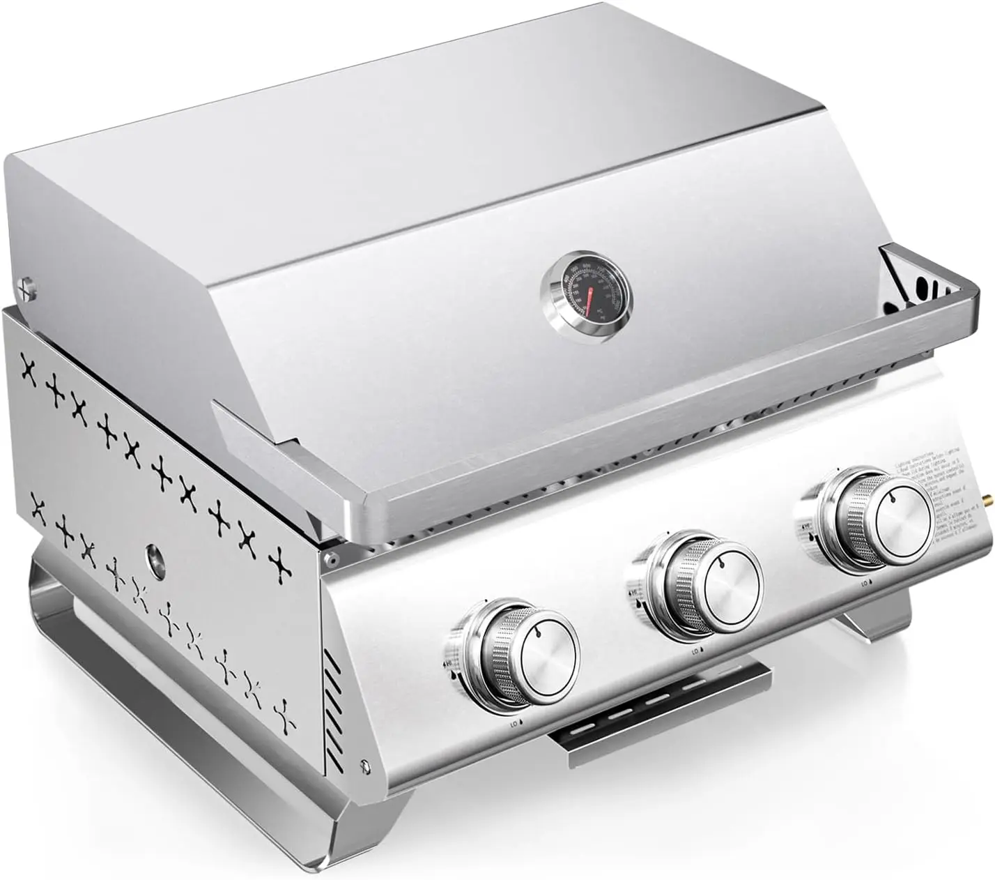 

Настольный портативный газовый гриль с 3 конфорками и съемной сковородкой, нержавеющая сталь 24 000 БТЕ, барбекю для кемпинга на открытом воздухе Gr
