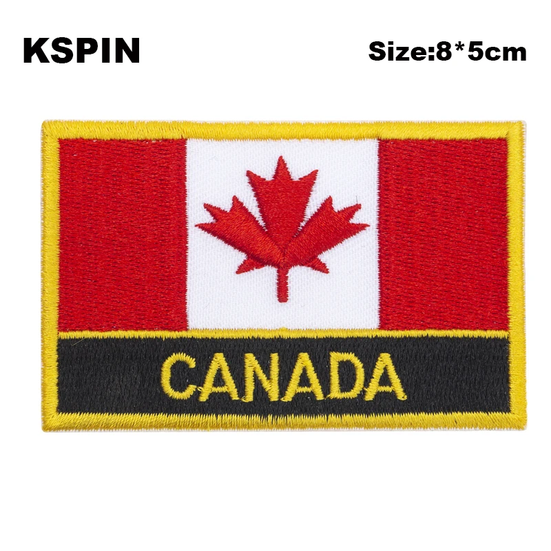 Canada Flag Shield Shape Iron on Embroidery Patches Saw on Transfer Patches Sewing Applications for Clothes Back Pack Cap