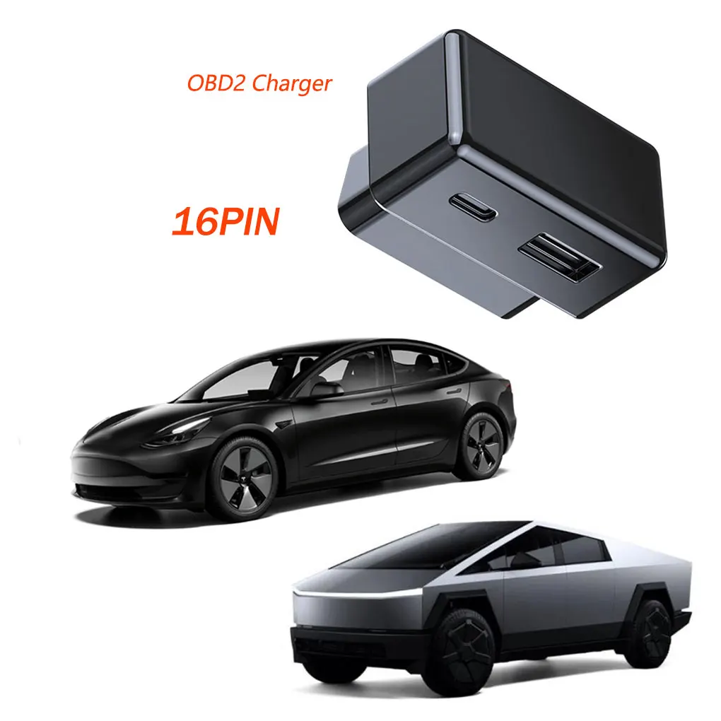 16PIN Dual Port Car OBD Fast Charger Adapter OBD Concealed Charging Adapter For Model 3/Y Cybertrunk