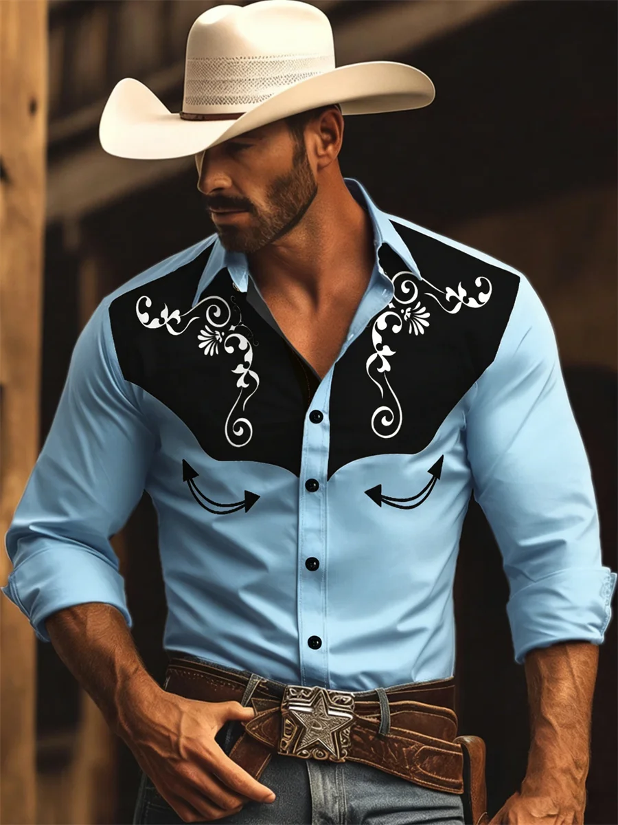 Men's Long-sleeve Printed Shirt with Collar, Stylish Men's Top image 3