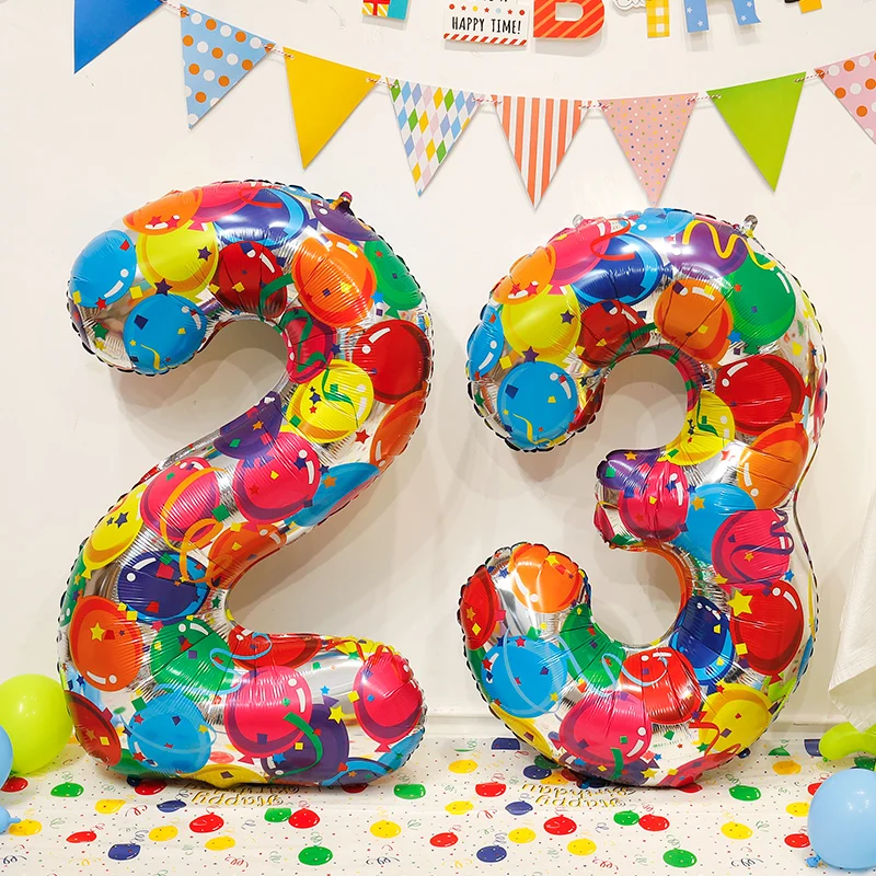 

Oversized Colored Digital Balloons Boys and Girls Children Birthday Party Decoration Atmosphere Photo Props 1 Balloon Birthday