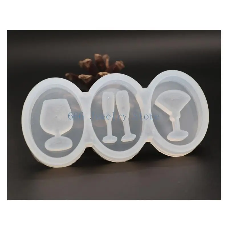 F2TD Elegant Cup Ornament Mold Wine Cup Resin Molds DIY Jewelry Keychain Mold