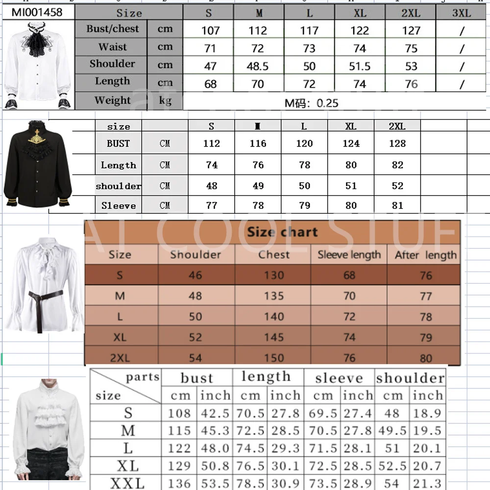 New Medieval Men\'s Shirts Turtlenecks Vintage Bandage Victorian Ruffles Gothic Male Jabot Blouse Tops Groom Casual Outfit