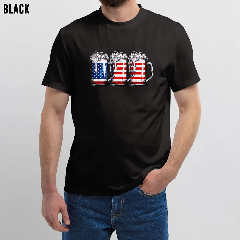 Beer American Flag 4th of July Men Women Merica Drinking USA Gift Unisex T-Shirt