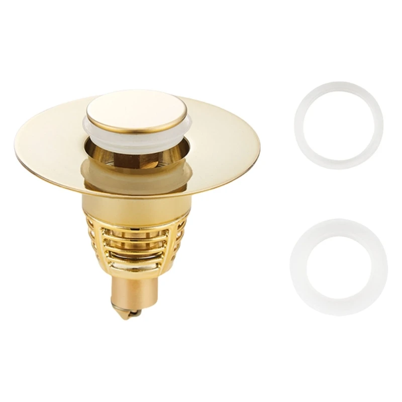 

652F Bathroom Sink Stoppers with Brass Bounce Cores Push Type Drain Plug Portable Fit for 25mm to 46mm Openings Chromes