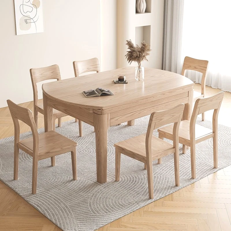 

household small apartment log simple folding dual-purpose round table round dining table