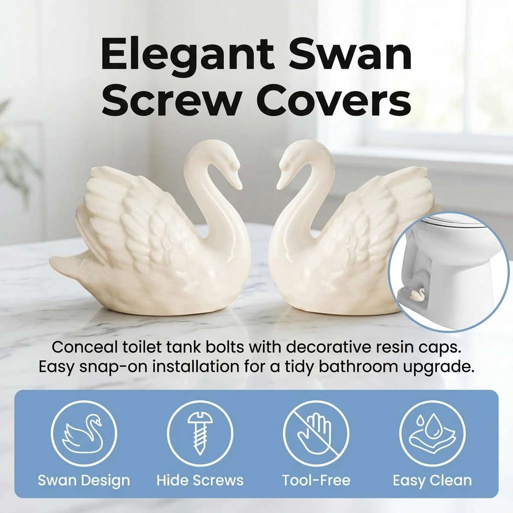 Toilet Screw Covers Resin Decorative Caps Concealing Tank Bolts for Bathroom Home Hotel Restroom Decor Durable White Set