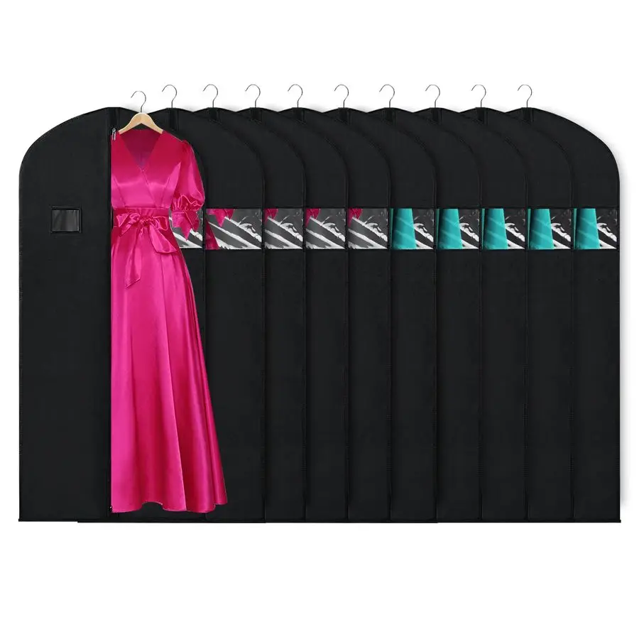 

Garment Bags for Hanging Clothes 60 Set of 10 Dress Bags for Gowns Long Dress Bags for Closet Storage with Zipper and EyeHole fo