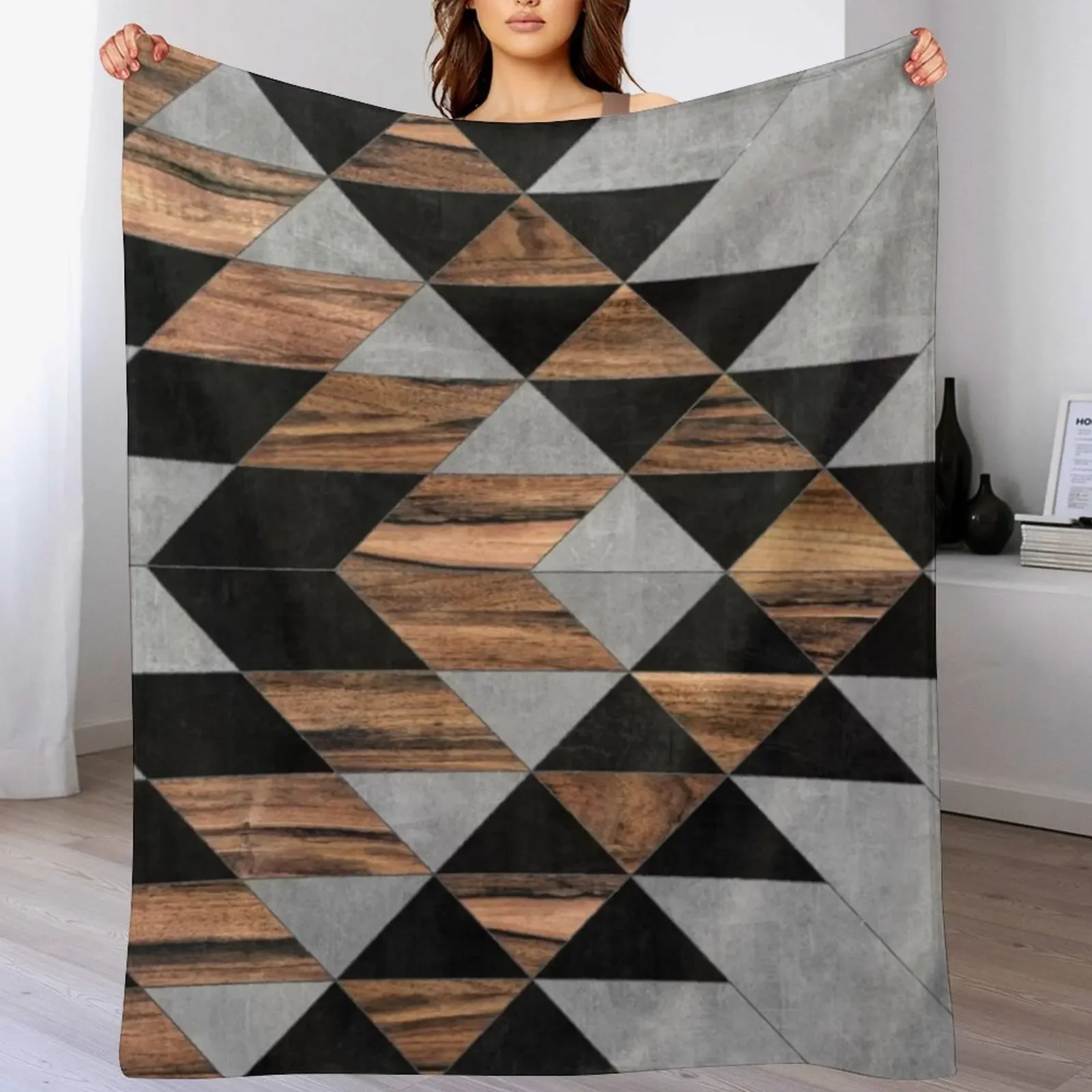 Urban Tribal Pattern No.10 - Aztec - Concrete and Wood Throw Blanket Bed Tourist Thin Blankets