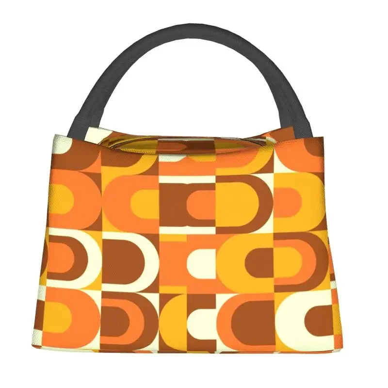 70s Pattern Retro In Orange And Brown Tones Insulated Lunch Bags for School Office Geometric Colorful Thermal Cooler Bento Box