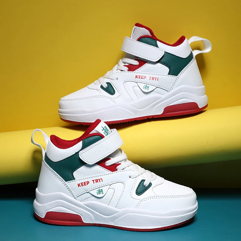 

Autumn Winter Children's Sports Shoes Comfy Leather High Top Skateboard Shoes Kids Trainers Outdoor Platform Casual Sneakers Boy